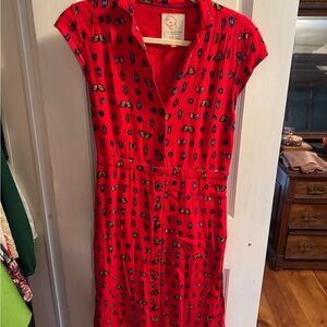 Red Butterfly and Bug Print Anthropologie Dress